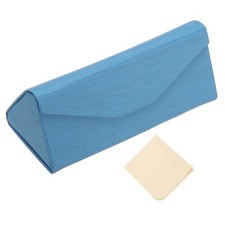 Triangle Magnetic Foldable Glasses Case, Bright Blue Wooden Texture 