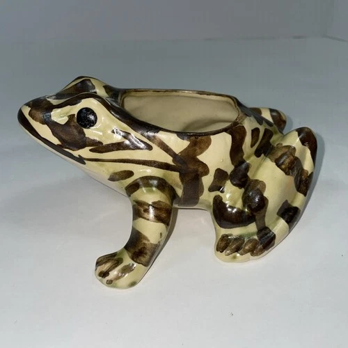Vintage Brush McCoy Pottery Bull Frog Planter 6 Inch Long Hand Painted USA EUC