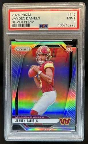2024 Panini Prizm Jayden Daniels RC Silver Rookie #347 Commanders PSA 9
