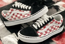 Vans Old Skool Checkerboard Black/Red/White Colorway Women Size 7.5 Men Size 6.0