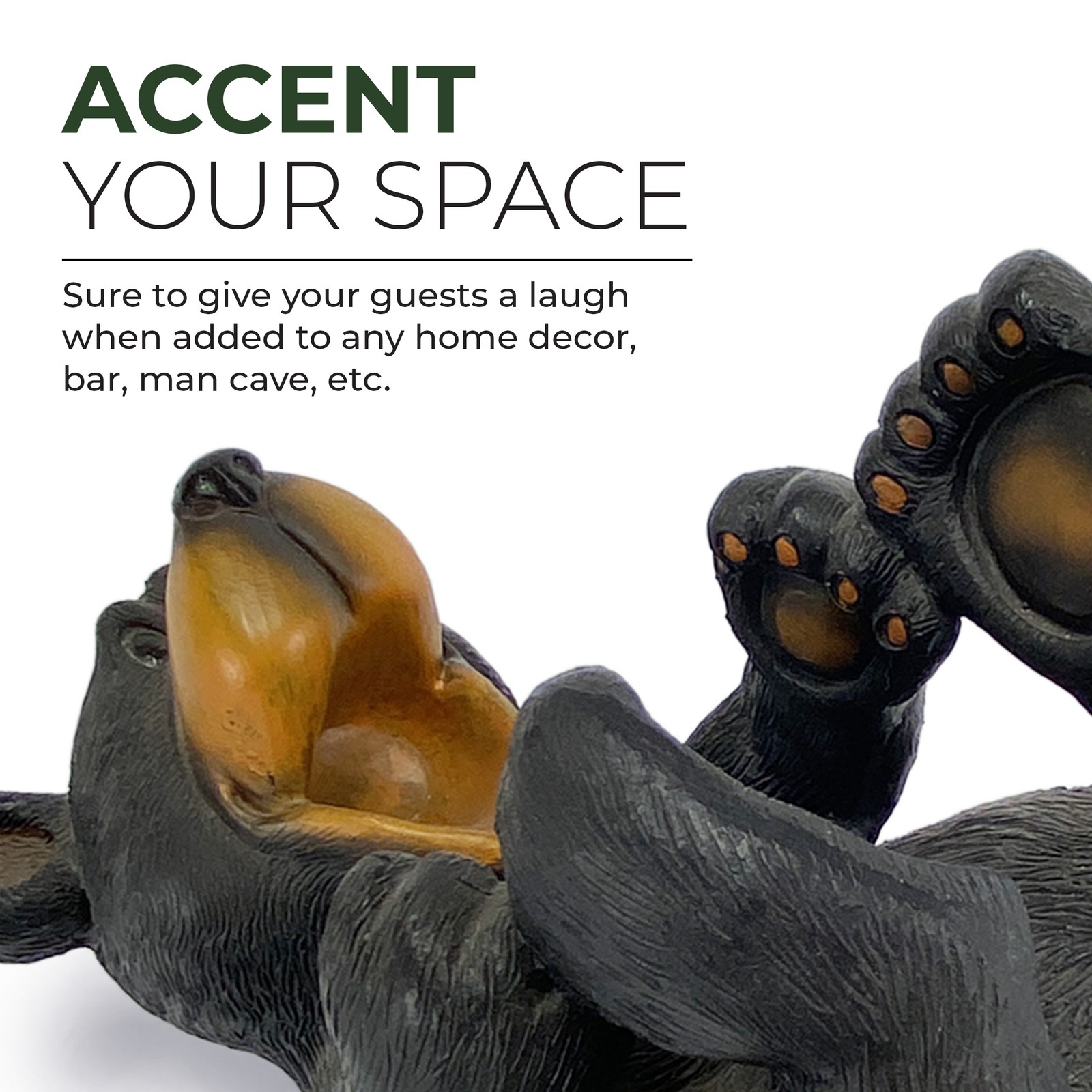 Rivers Edge Products 750ml Wine Bottle Holder, Countertop Home Decor, Cute Bear