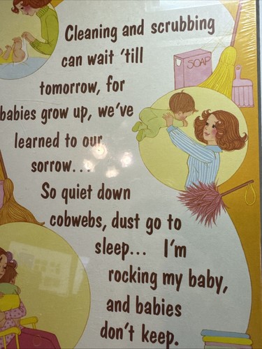 Vintage "Putzdose warten" Schaukelbaby. Süße Pastellfarben Gelb Junge Mädchen NEU - Bild 2 von 7