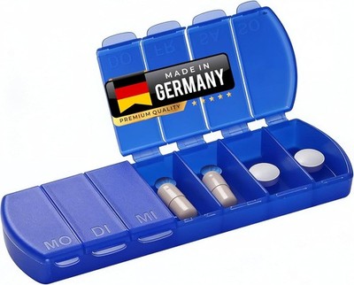 2er Set Tablettenbox 7 Tage, Pillenbox mit getrennten Fächern (2 Stück, blau) f