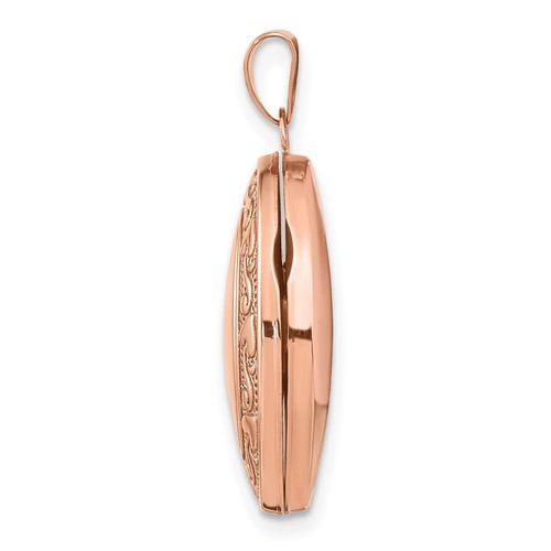 14k Rose Gold 21mm Scroll and Hearts Border Oval Locket - Picture 2 of 7