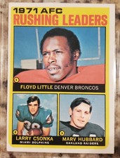 1972 Topps #1 1971 AFC Rushing Leaders Floyd Little/Larry Csonka/Marv Hubbard