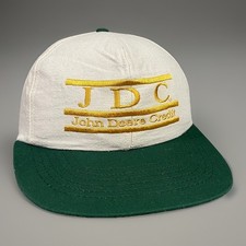 Vintage John Deere Credit JDC Snapback Hat Made In USA SKM White Green Farming