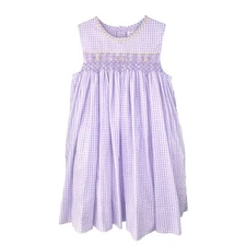 Petit Ami Lavender Gingham Sun Dress with Corded Smocking  2T 3T 4T