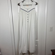 Vintage Brooks Brothers White 100 Cotton Nightgown S Lace Trim Plaid Buttons