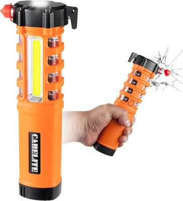 Multi-Function Emergency Car Flashlight, Essential Car Escape Tool, Orange