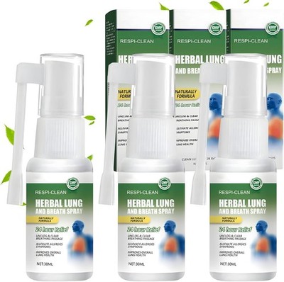 Landrain 3 Stück 30 ml Herbal Lung Cleansing Spray, Herbal Breath Respiratory, L