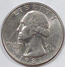 1987 D Washington Quarter D/D RPM Mint Error Great Luster AU Some Doubling 