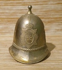 Vintage Miniature Police Helmet Metal Bell 6cm High