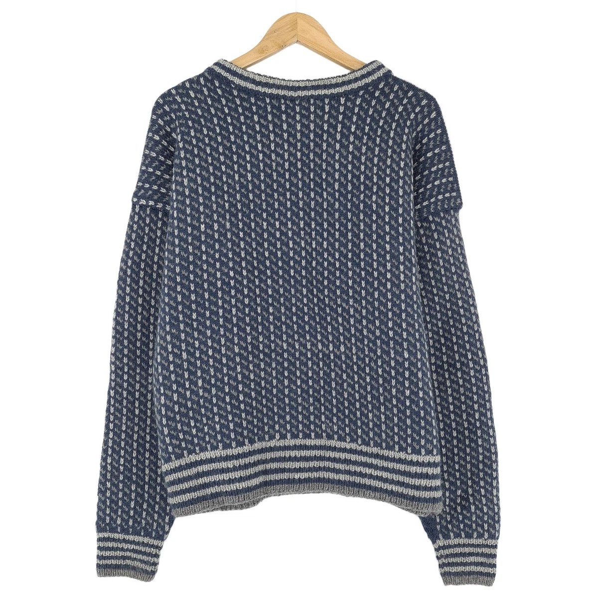 Maglione Uomo Girocollo Fair Isle Maglia Manica Lunga Inverno Caldo Lana Merino, beige, L