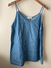 Simply Be Top Size 14 Blue Sleeveless Tencel Cami Casual Summer Hols