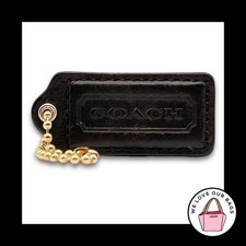 COACH HANG TAG 2.25" Bag Charm Keychain Fob Mahogany Brown Leather Brass Large