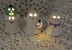 Martha Stewart LED Ceramic Lighted Ghosts 3 Halloween Spooky Sweet Pumpkin BOO