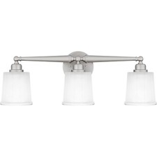 Brushed Nickel Three Light Bath from the Cecilia Collection