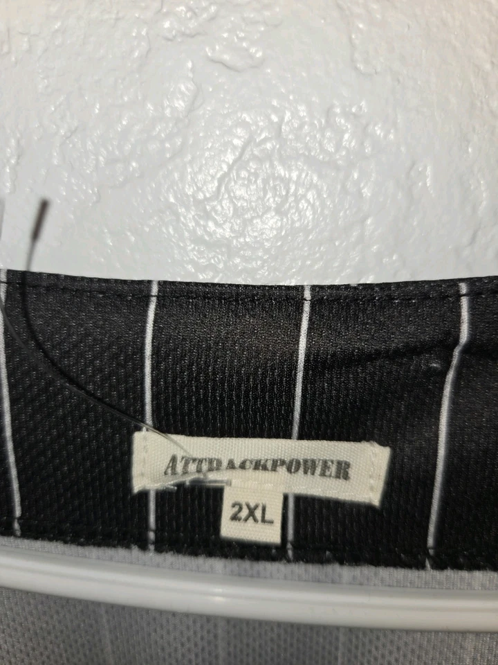 Los Angeles Baseball Jersey LA City Button Mens 2XL Black Stripes Blue Trim - Image 4 of 4