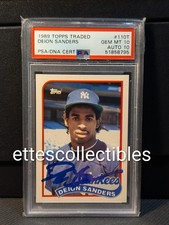 1989 Topps Traded Deion Sanders #110T Dual Grade PSA 10 DNA 10 Rookie Auto Card.