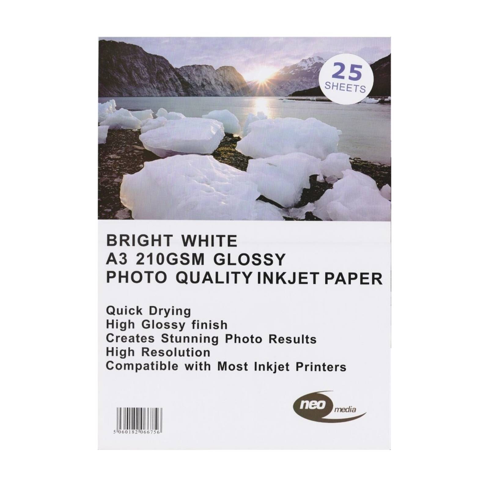 Neo Media Glossy A3 Inkjet Photo Paper 210gsm - 25 Sheets