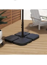 35-lb All-Weather Outdoor Resin Crossarm Umbrella Base Weights - 4-Pack - Black