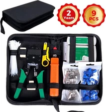 9-Piece RJ45 Crimping Tool Kit with Case CAT5/6 Lan Cable Network Tester Repair