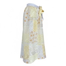 VTG 70s Patchwork Skirt Small Prairie Maxi Yellow Floral Floral Cottagecore