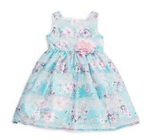 Pippa  Julie Blue Mila Floral Shadow Stripe Organza Girls Dress Size 6