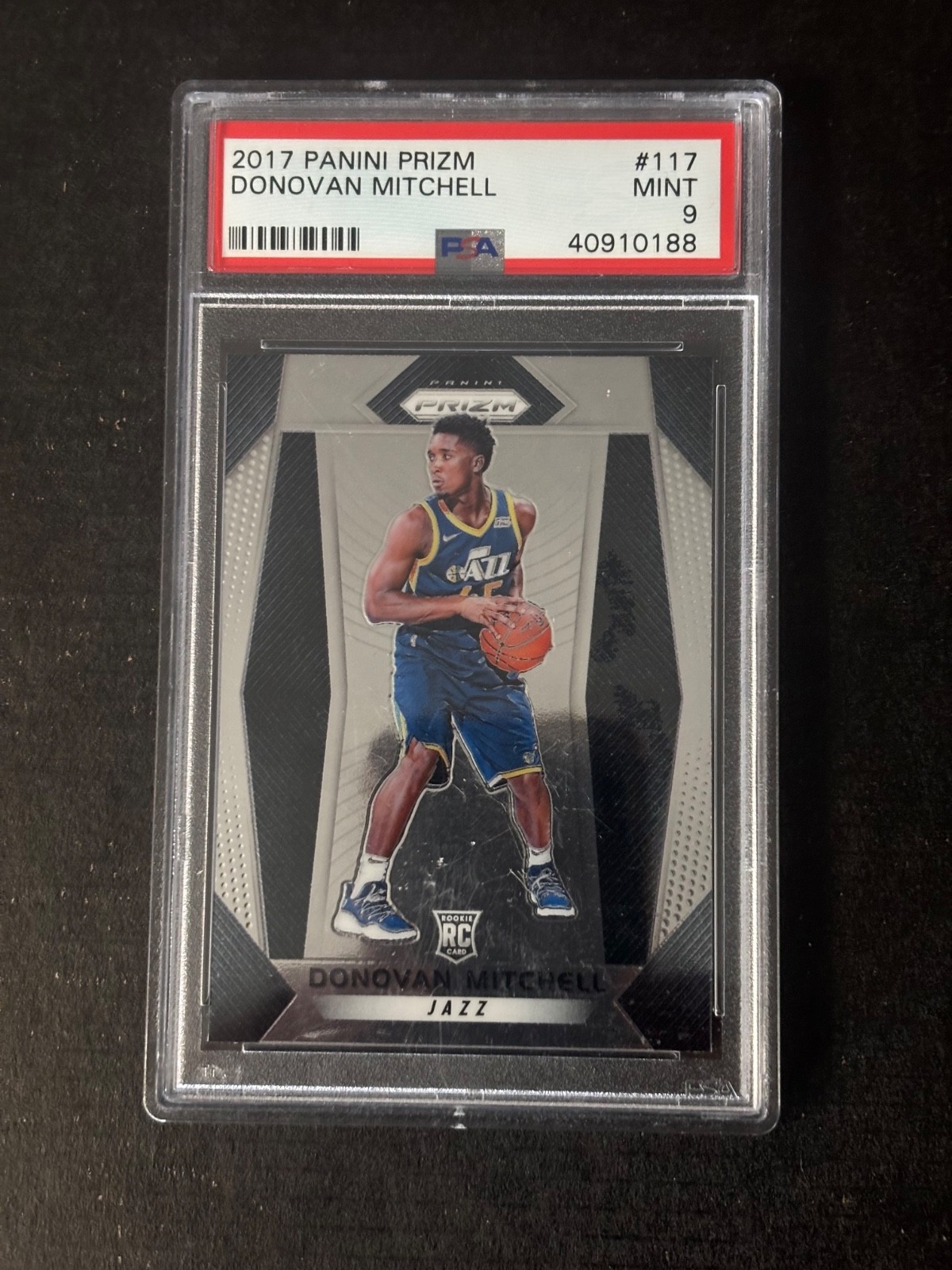 2017-18 Panini Prizm #117 Donovan Mitchell ROOKIE (RC) Jazz, PSA 9 MINT