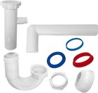 White 1-1/2" Pvc Kitchen Sink Drain P-Trap Plumbing Kit, J-Bend for Restroom.