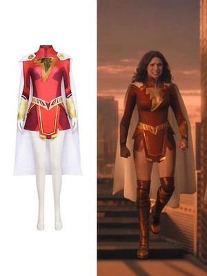 Cosplay Shazam 2 Mary Marvel Jumpsuits Cloak Cotumes Superhero Halloween Zentai