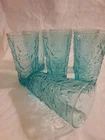 7 Vtg Anchor Hocking Milano Aqua Blue Turquois 5.5" Glasses Tumblers