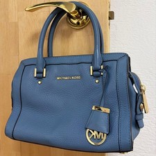Borsa a tracolla Michael Kors Collins Medium in pelle blu a 2 vie oro Hw