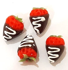 100 Dollhouse Miniature Chocolate Covered Strawberries *Doll Mini Food Fruit Set