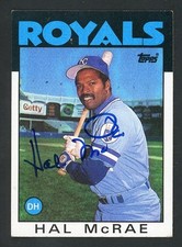 Hal McRae Signed Auto 1986 Topps Kansas City Royals Card #415