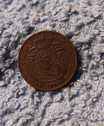 1862 Belgium 2 Centimes Copper Coin KM# 4 Leopold I , See Photos - Picture 12 of 22
