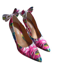 J. Renee Vintage Floral Bow Pointed Toe Slip On Pump Heels Women s US 6.5 M