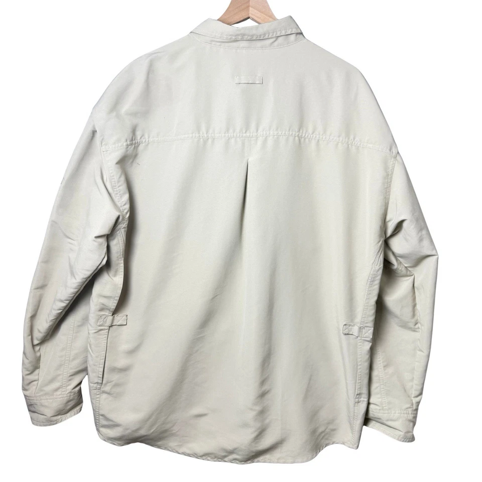 Camisa de pesca Quest ventilada trasera manga larga abotonada nailon cremallera bronceada para hombre XL Foto 2 de 4