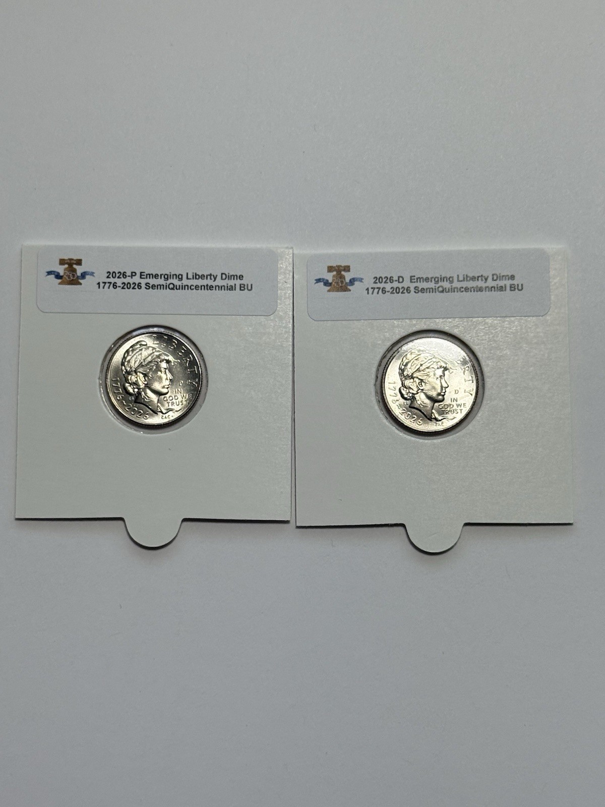 2026-P&D Semiquincentenial Emerging Liberty Dimes 2 Coins - BU - FROM MINT ROLLS