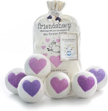 Pink Purple Hearts Wool Dryer Balls - Handmade, Ideal for Eco-Conscious Families