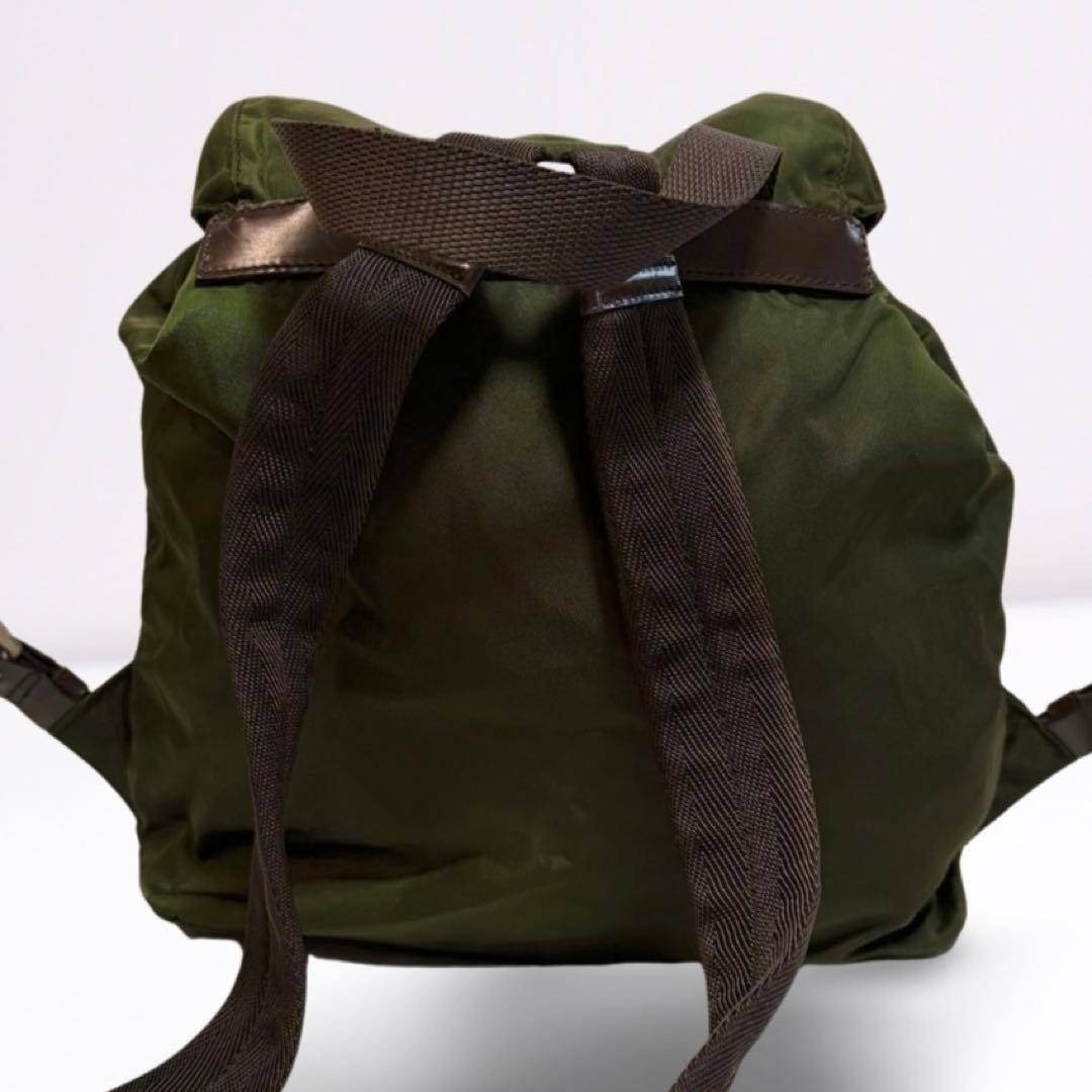 PRADA mini backpack khaki green triangular logo n… - image 3