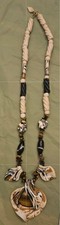 Handcrafted Polymer Clay Necklace Beaded - Tigereye Cream Brown Black - 24"