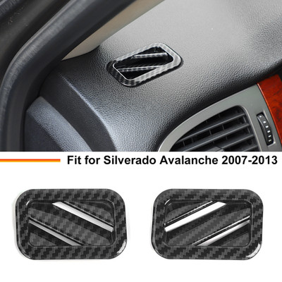2x Carbon Front Dash Side AC Vent Cover Trims For Chevy Suburban Tahoe Avalanche