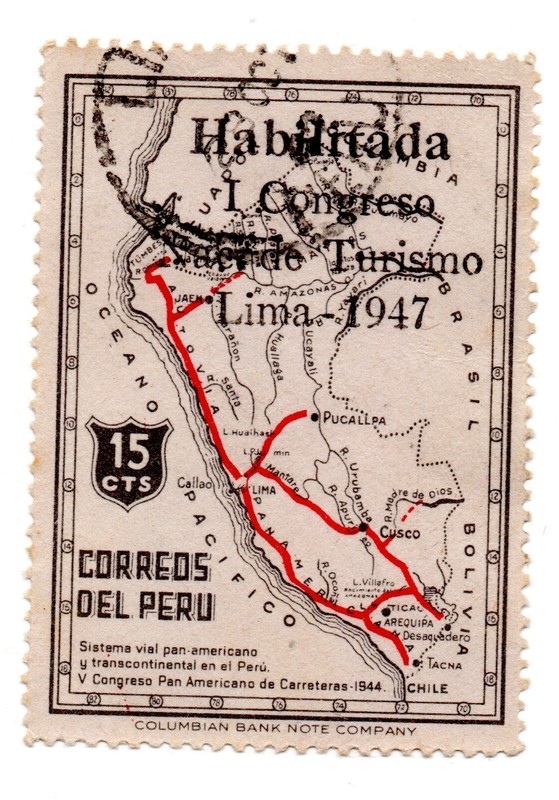 Peruvian tourist map 1947, overprinted National Tourist Congress, accept offer 1