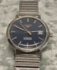 RARE VINTAGE LONGINES BLUE FACE CONQUEST AUTOMATIC STAINLESS STEEL CASE & BAND!