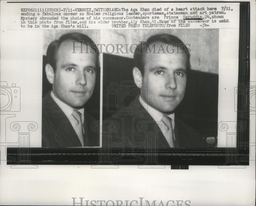1957 Press Photo Prince Saruddin, contender to succeed the late Aga Khan
