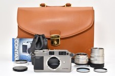  MINT Contax G1 Camera  45mm/2  90mm/2.8 Lenses  Leather Bag Set From JAPAN