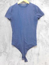 Abercrombie Fitch Bodysuit Womens Large Blue Short Sleeve Crew Snap Jersey
