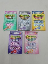 Crayola Crayons 8 Count Specialty Lot 5 Pack Glitter Metallic Pearl Confetti NEW