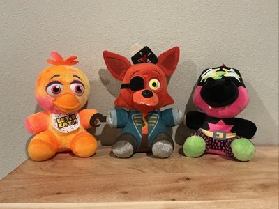 5 Nights At Freddie s Lot Of 3 Plush Pirate Foxy, Tie Dye Chica, Blacklite Monty